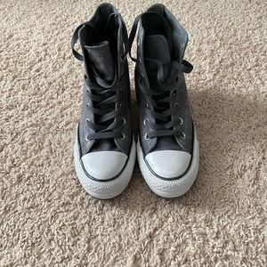 Gray/silver Converse Wedge Sneaker